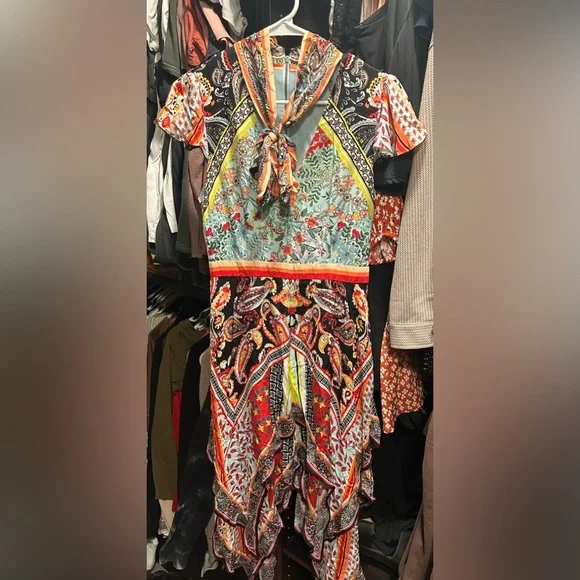 Alice + Olivia Tamara Floral & Paisley Tiered Handkerchief Sheath Dress - Picture 6 of 7